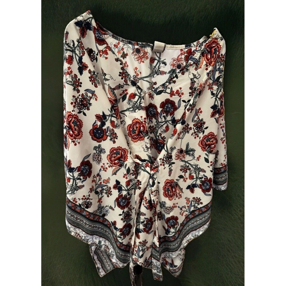 Lilian Boho Peasant Hippie Top Lightweight Pattern Shawl Tie Poncho Floral  XL